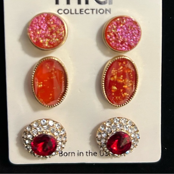 NWT Mai Collection 3 pairs studded earrings - Picture 3 of 6